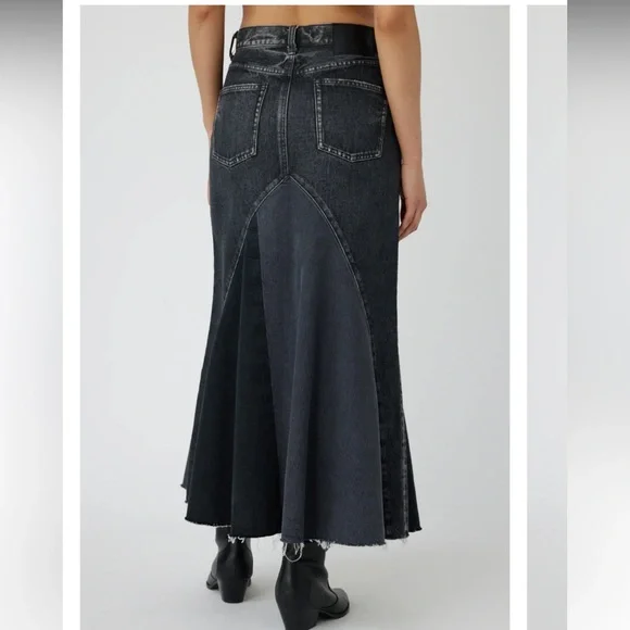 Moussy Vintage Vicksburg 100% Cotton Black Denim Frayed Hem Maxi Skirt NWT Sz 23 - Picture 6 of 13